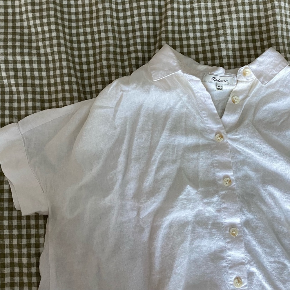Madewell Linen Collared Button-Up Top